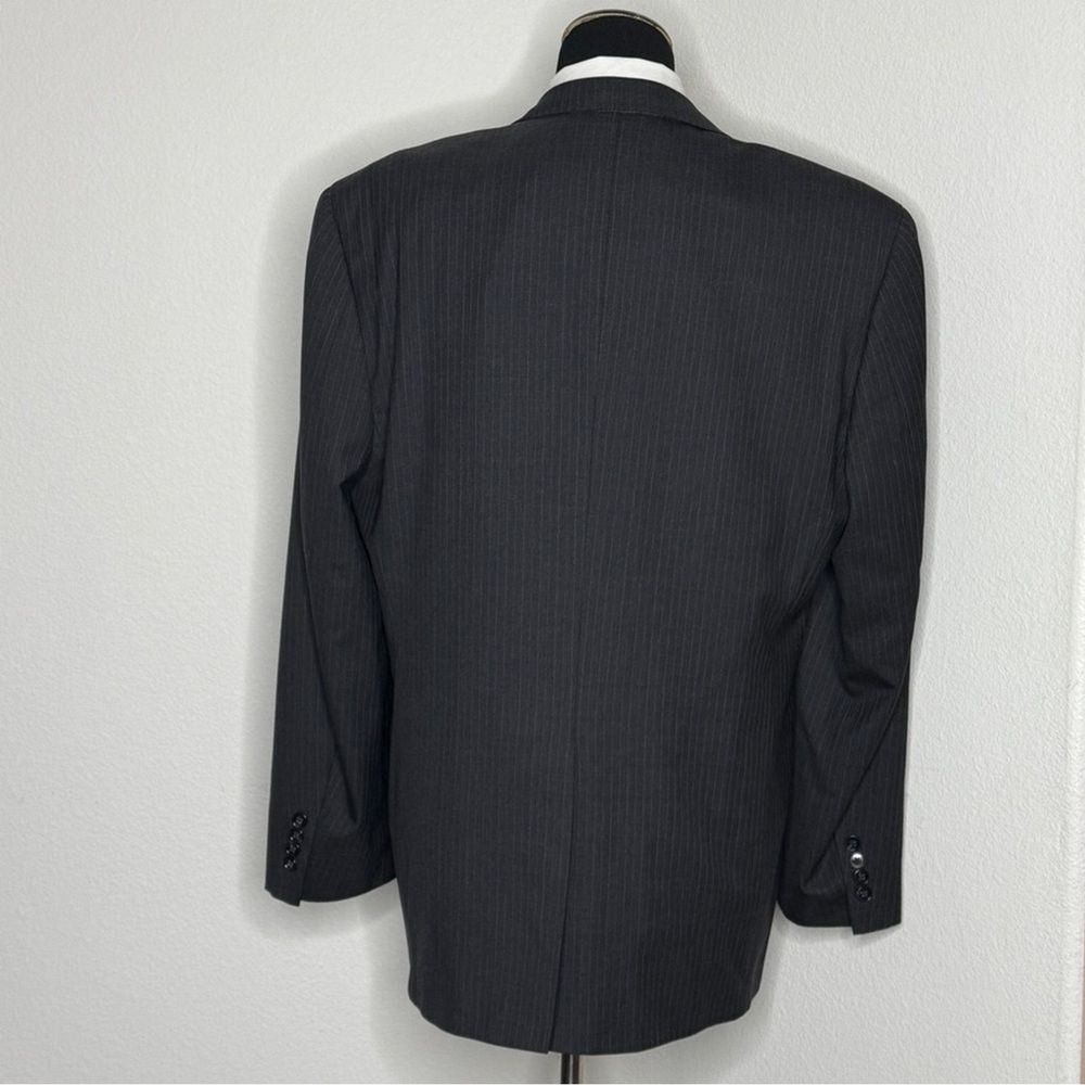 Tasso Elba Sport Coat Blazer 40R‎ Charcoal Gray Wool Pin Stripe - Picture 5 of 14
